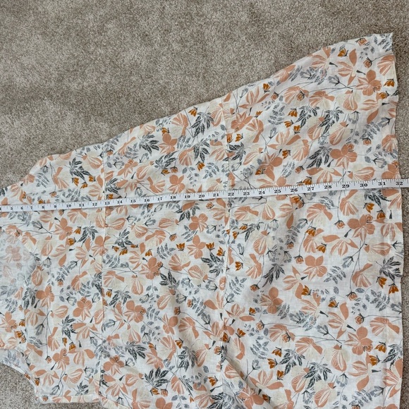 Joie Dress Womens Small White Orange Blue Floral V Neck Mini Shift 100% Linen - Picture 10 of 11